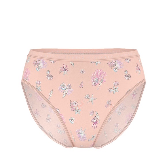 Victoria's Secret Stretch Cotton High-Leg Brief Panty Peach Seashells XL NEW - Picture 4 of 6